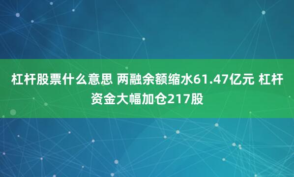 杠杆股票什么意思 两融余额缩水61.47亿元 杠杆资金大幅加仓217股