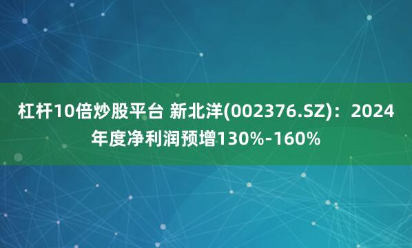 杠杆10倍炒股平台 新北洋(002376.SZ)：2024年度净利润预增130%-160%